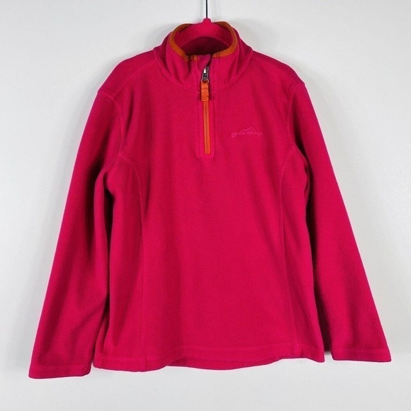 Eddie Bauer Girls Size 7 1/4 Zip Polar Fleece Pullover Pink Orange - Picture 1 of 5